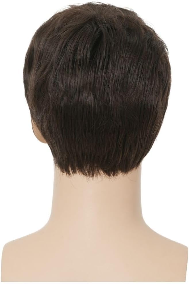 Mens Brown Short Wigs Side Part Natural Synthetic Hair Wigs Daily Costume Wig for Male Guy - Image 5