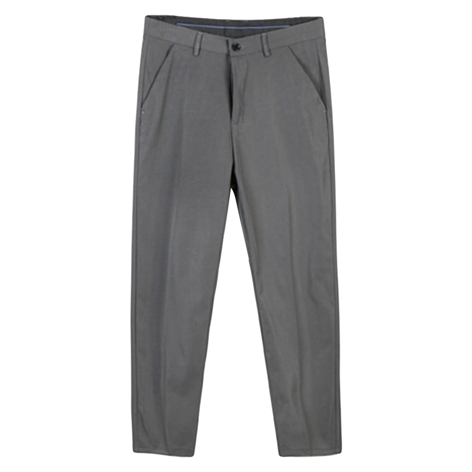 Men's Solid Color Slim Fit Pant Classic Straight Leg Casual Suit Pant Lightweight Business Party Comfort Trouser (Dark Grey,31)