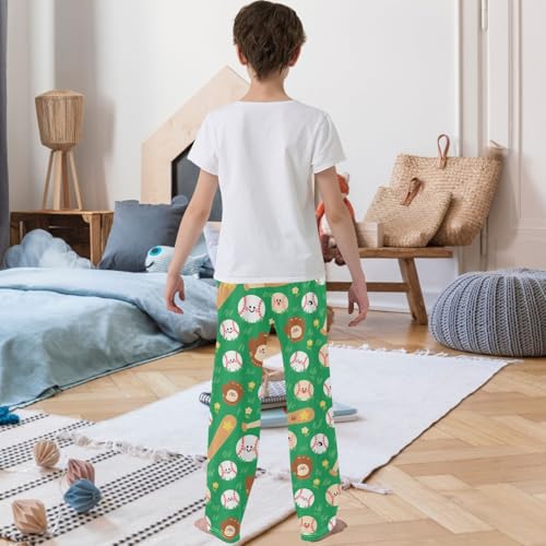 Boy's Pants Cute Baseball Character Jogger Pants Elastic Waist Long Bottoms Trousers with Pockets 6-14 Years3