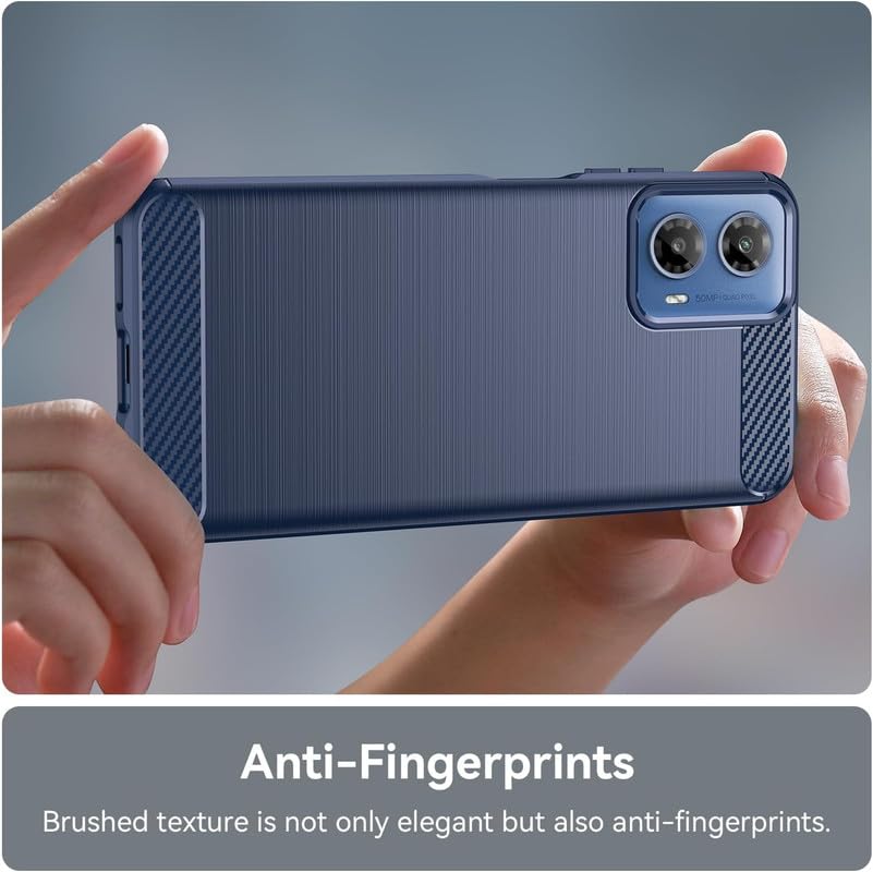 Image of NPRC Hybrid Ultra Slim Protective Case TPU Non-Slip Carbon Fiber Texture Shockproof Case Cover for Moto G34 - Blue