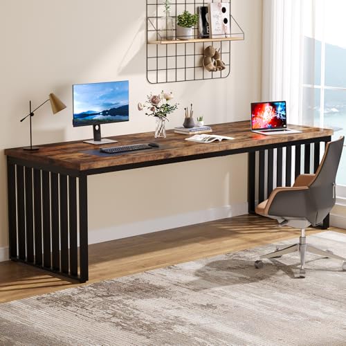 Tribesigns Escritorio grande de 180 cm, mesa de ordenador para ordenador con estructura de metal resistente, estación de trabajo para oficina en casa, escritorios de conferencias (sin silla), color