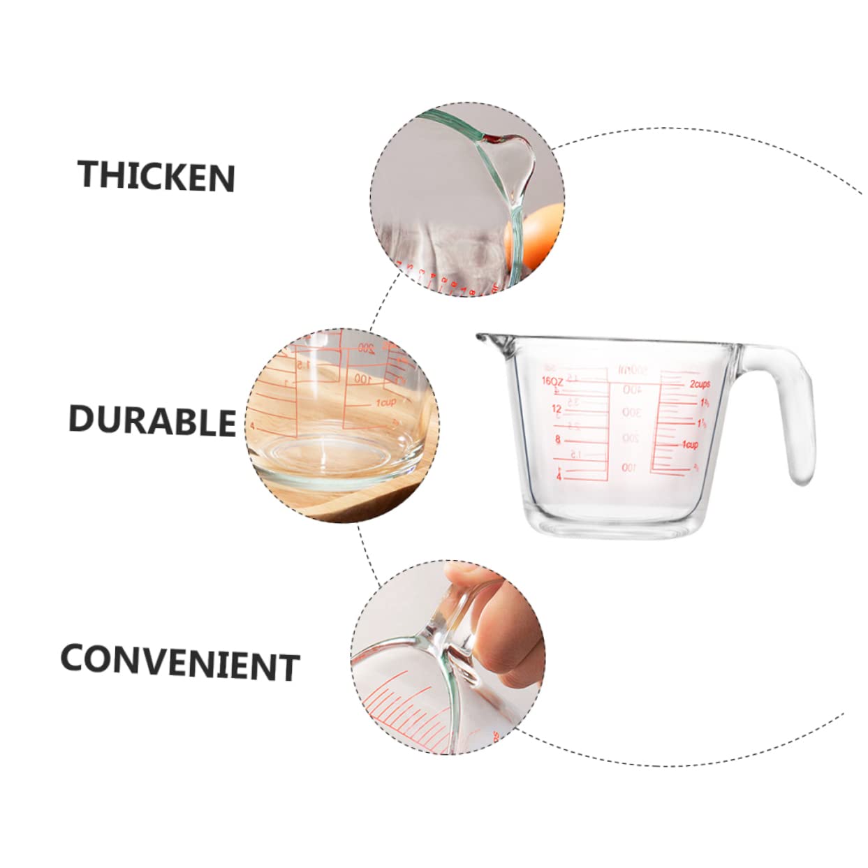 Misurino Cucina in Vetro Scala 500ml per Liquidi e Salse
