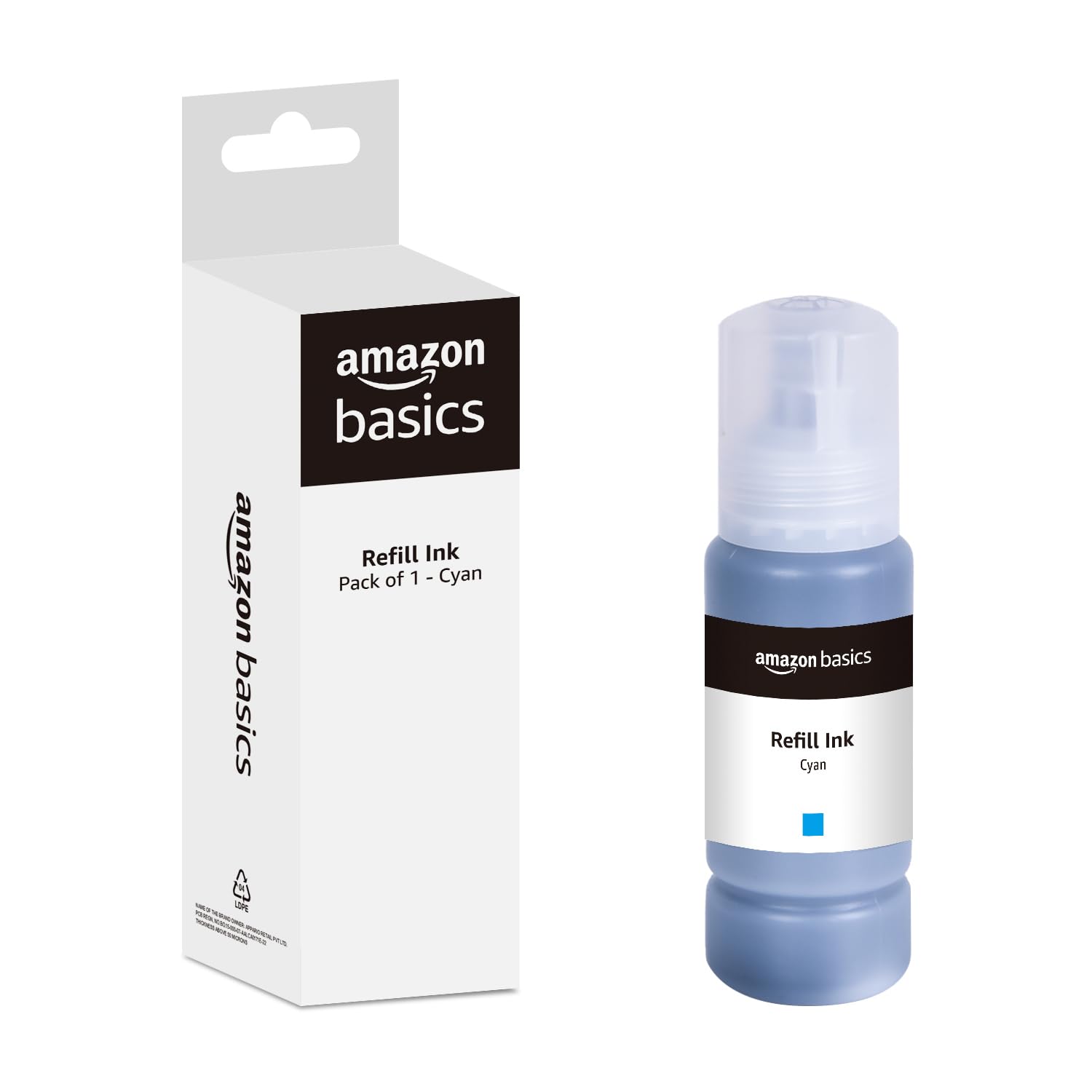 amazon basics 003 Refill Ink Bottle | Compatible with Epson L3110/L3150/L3250/L3252/L3115/L3116/L3101/L3210/L3215/L3216/L3151/L3152/L3156/L5190 Printers | Leak-Proof (70 ml, Cyan)