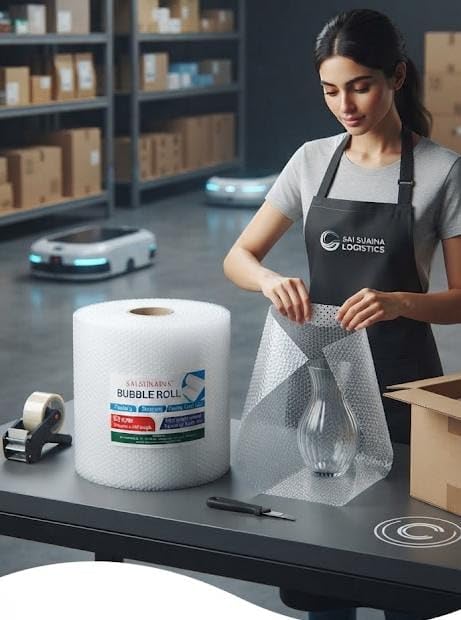 Image of Air Bubble Wrap Packing Roll 50 meter | Protective Cushioning Wrap for Packaging & Moving | Lightweight Bubble Packaging Roll for Fragile Items, Glassware, Electronics & Shipping (50 meter)