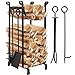 Amagabeli Estante de Registro de Chimenea con 4 Herramientas 78x29x36cm Interior Chimenea de Leña Rack 2 Exterior Conjunto de Herramientas para Chimenea Titulares Leña Porta Chimeneas Hierro Forjado