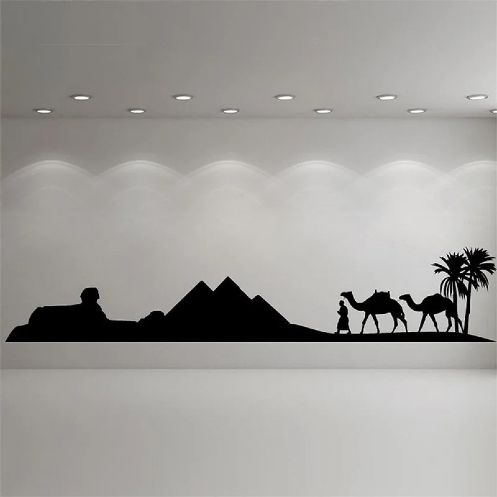 Mervos Black Egyptian Pyramids Skyline Camel Wall Sticker Art Sticker Mural Landscape Vinyl Wall Sticker Home Décor