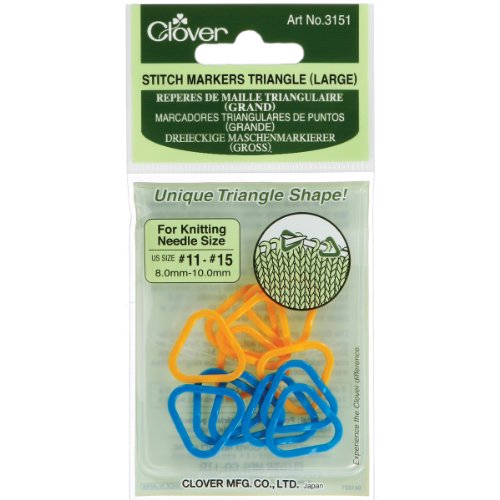CLOVER Stitch Markers, Triangle, 12-Pieces Large, Yellow/Blue