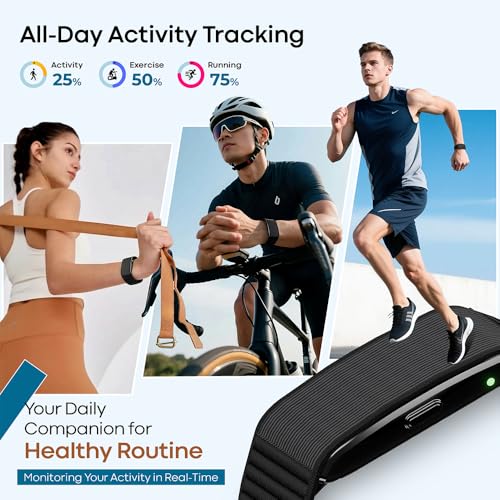 Image of Maxelon Maxfit 2.0 Fitness Smart Band with Upto 47 Days Battery | 170+ Sports Modes | 24 /7 Heart Rate, Stress,HRV Monitor | Supports 41 Languages | Screenless & Sleek | iOS /Android Support (Black)