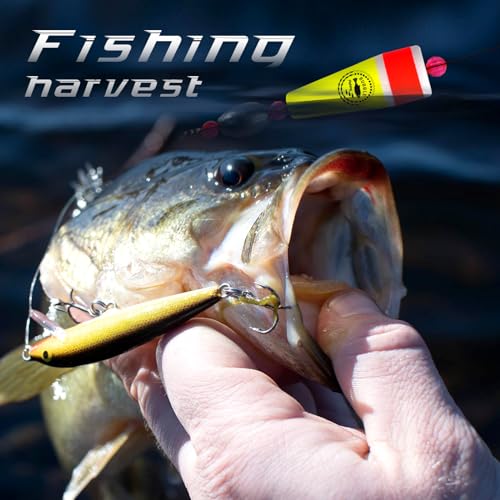 BUBBLE FISHING Fishing Floats Rigs Popping Corks for Saltwater Rattle Weighted Bobbers Fishing Tackle (4pcs, 3 in, Yellow)