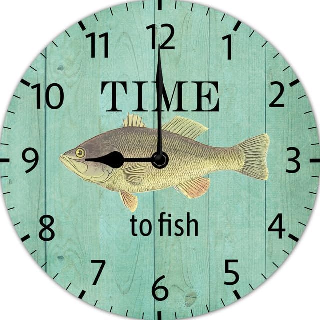 Amazon.com: Ygzyahpwe Farmhouse Wood Wall Clock Time to Fish Wall ...