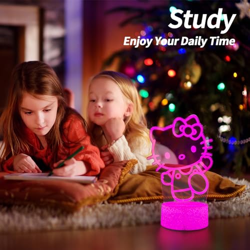cat night light cute night light - anime charater 16 color change decor kitty lamp with remote dim timerkids gifts for christmas birthdaynursery baby