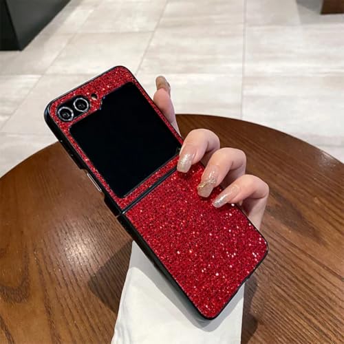 Coque Rigide Flip5 Rouge Pailletée en Polycarbonate de Luxe