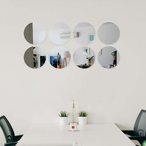 Efavormart - Paquete de 12 calcomanías de pared de espejo redondo de 10 pulgadas, calcomanías de pared acrílicas extraíbles para decoración del hogar