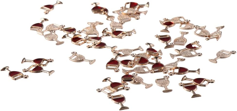 HomeSoGood 100Pcs Red Wine Cup Charms Pendants Golden Wine Glass Charms for Making Earring,Necklace,Bracelet,DIY Craft - Image 4