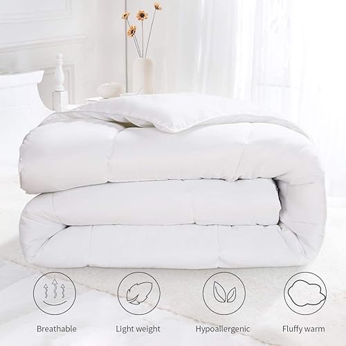 Miniatura 6 de Edredón para todas las estaciones, 100% algodón egipcio, 800 hilos, relleno de 750 hilos, relleno de edredón con pestañas en las esquinas,