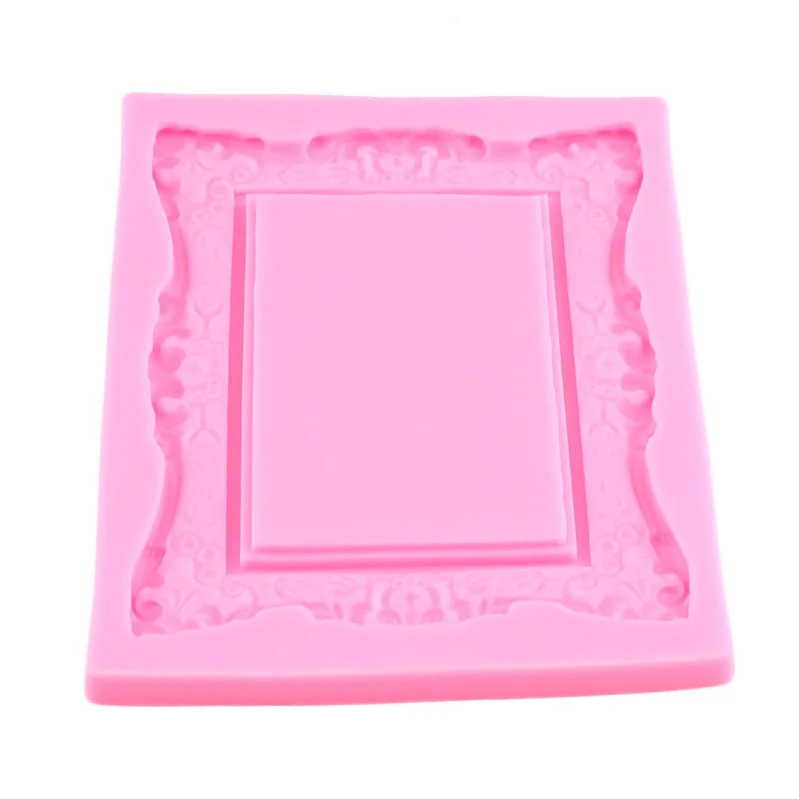 Moldes de silicona para fondant, marco de fotos de 17,5 x 12,3 cm, marco de fotos para fondant, molde de silicona, herramientas de decoración de pasteles, molde de arcilla de chocolate y caramelo
