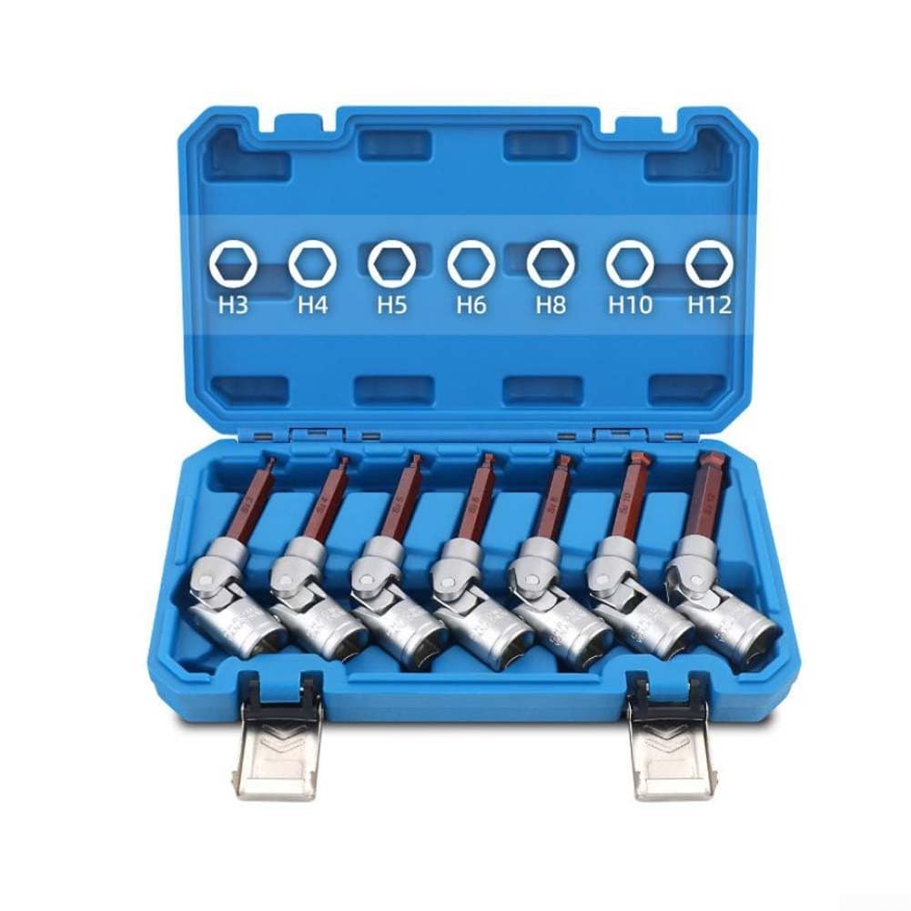 Set di chiavi a bussola esagonali con estremità sferica da 1/2" H3-H12, chiave a brugola in acciaio al cromo vanadio per chiave a percussione per chiave a percussione Kit di attrezzi per chiave