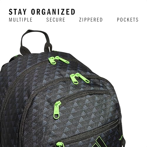 Image of adidas Excel 6 Backpack, BOS Mini Monogram Black /Lucid Lime Green, One Size