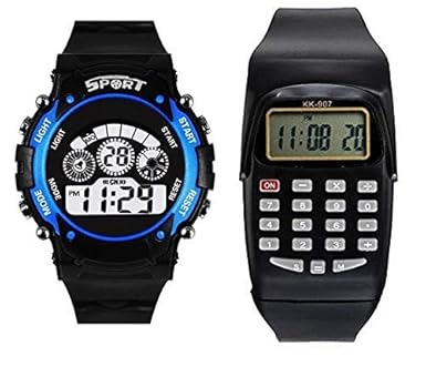 Emartos Digital Seven Light Black dial and Calculator Watch for Kids and Boys
