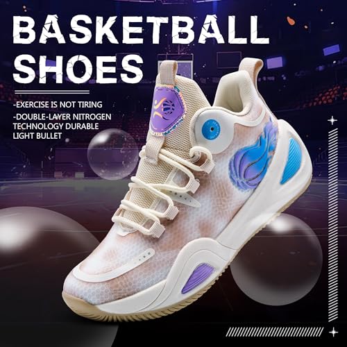 Image of Men's Basketball Shoes Fashionable Breathable Anti Slip Sports Shoes Outdoor Running Fitness Training Shoes