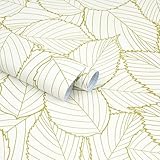 Kitico 17.7' X118'Peel and Stick Wallpaper Gold Contact Paper Leaf Wallpaper Boho Leaves Peel and Stick Self-Adhesive Waterproof Wall Paper for Wall Home