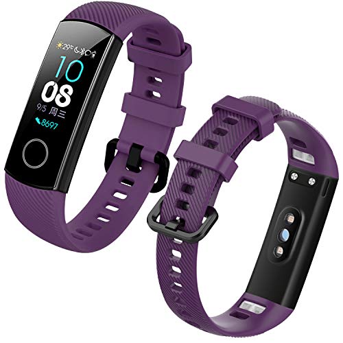 Th-some Honor Band 5 / Band 4 Pulsera de Gel de sílice Correa Reemplazable, Correa para Huawei Honor Band 4 Band 5 Colorido Suave Silicona Correa Impermeable, Violeta