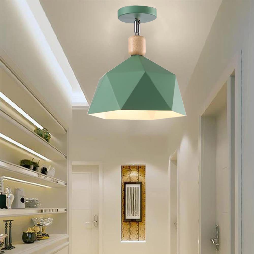 Mengjay Ceiling Lights, Modern Semi-Flush Chandelier Ceiling Lighting Lamp E27 Base, Mini Semi Flush Mount Ceiling Lighting，Hallway Lighting Fixtures Suitable for Kitchen Loft Cafe Bar (Green)