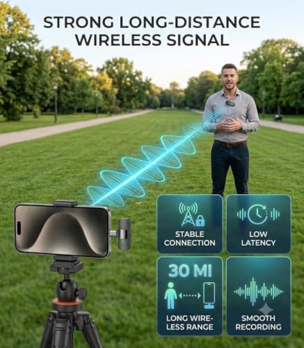 Image of New Dual Wireless Mic for Youtubers Video Recording & Live Streaming | Noise Cancellation with 164Ft Mic for Vlogging, Singing, Plug-Play, DSLR Compatible with All Smartphones & Other Devices