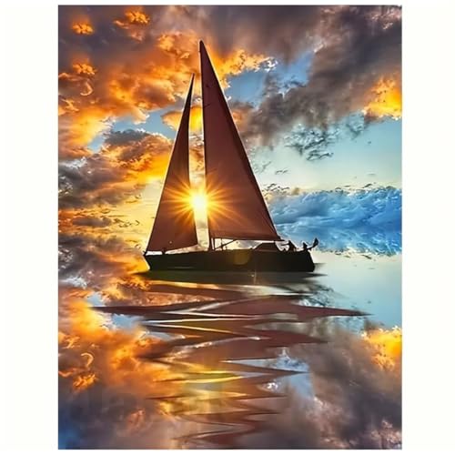 Image of Jasol Diamond Painting Kit, 40x30 Cms, Full Drill, 5D Crystals, Home Wall Decor Gift Set (Selling Boat M45502)