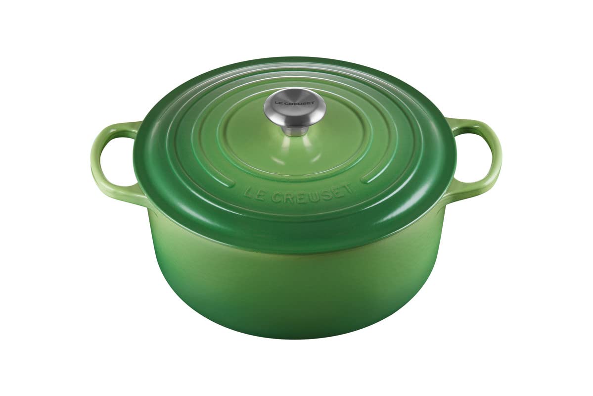 Le Creuset Signature 21177284082430 żeliwna brytfanna z pokrywką, Ø 28 cm, okrągła, nadaje się do wszystkich rodzajów kuchenek i płyt indukcyjnych, pojemność: 6,7 l, 6,125 kg, bambus