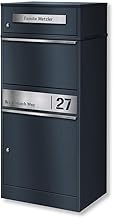 Metzler Bispo 2 Parcel Box, Letter Box with Large Parcel Compartment in Anthracite, Personalised Parcel Box for Outdoors, Standing Letter Box with Parcel Compartment, Postbox with Engraving, Rustproof
