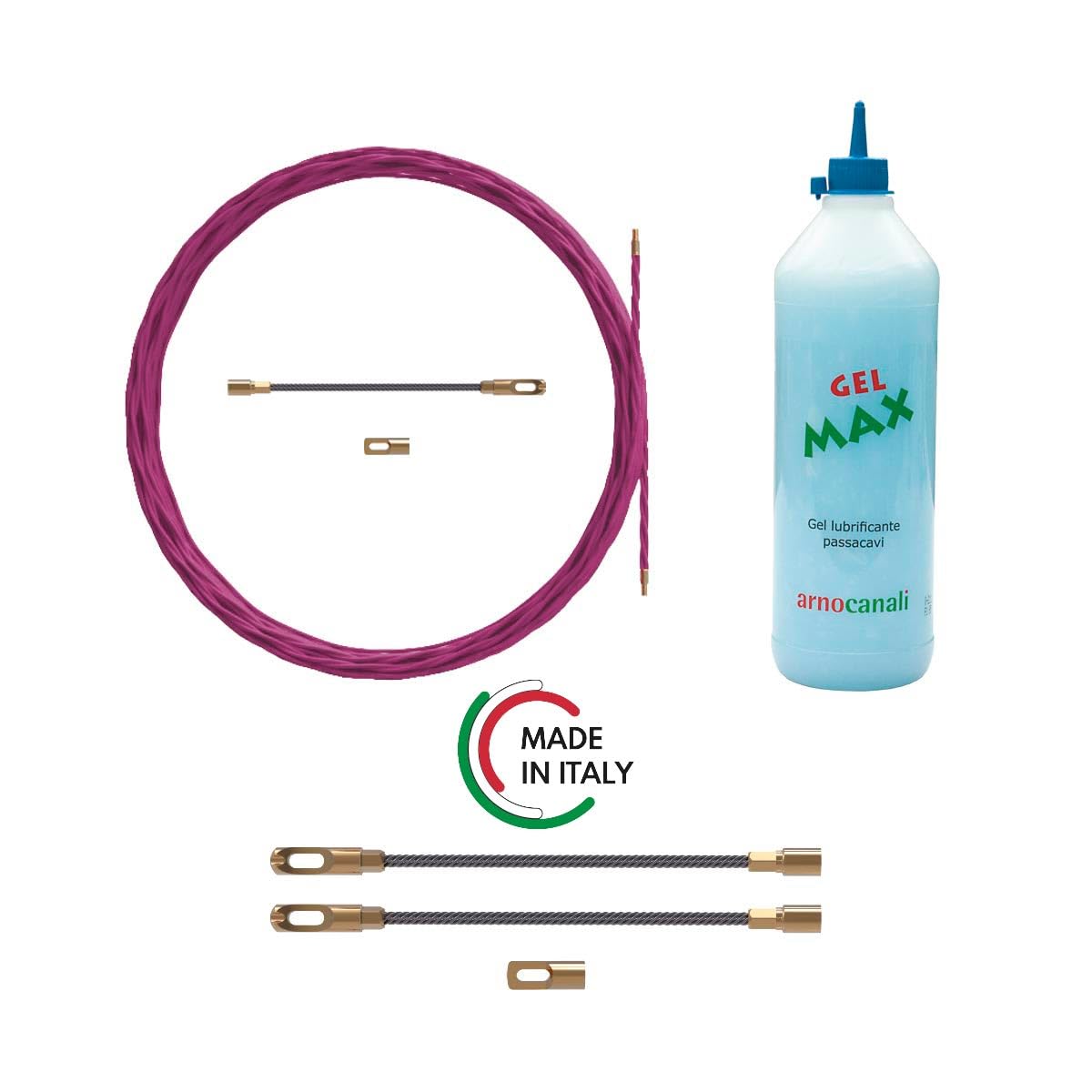 Arnocanali - KIT Sonda SPIRALATA Ø 4,2 L20m + liquido scivolante 150 ml + teste ricambio