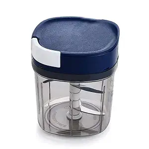 NEWWAY Vegetable Square Quick Handy Dori Chopper with 6 Stainless Steel Blade and Whisker Multipurpose Vegetable Chopper, Dry Fruit and Onion Speedy Chopper Machine for Kitchen (1100ml Blue)