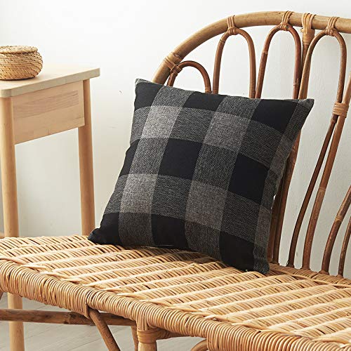 Housse de coussin grand format noir et gris pour décoration intérieure moderne