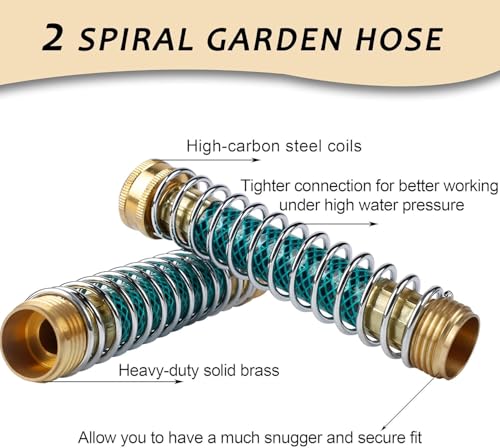 Image of Triumpeek 3 /4 inch Brass 2 Way Hose Splitter, Brass 2 Way Garden Hose Connector with 2 Pcs Garden Hose Coiled Spring Protectors and 6 Rubber Washers