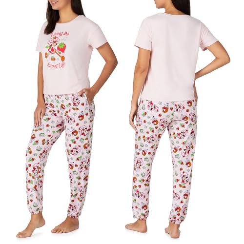 Image of Richard Leeds International Womens 2 Piece PJs Set - Disney | Hello Kitty | Snoopy - Short Sleeve Top & Jogger Lounge Sets
