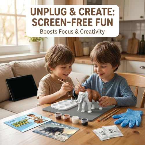 Image of Unscroo DIY 3D Model Painting Kits - Dinosaurs, Ice Age Animals & Unicorns - 3D Printed Art & Craft Hobby Gift for Kids, Teens & Adults - Return Gift Sets (Woolly Mammoth Single)