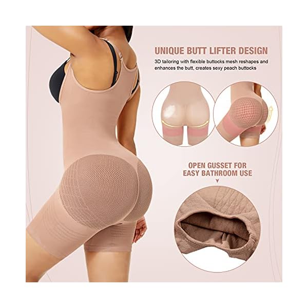 Lover-Beauty Back Fat Shapewear for Women Tummy Control Full Body Shaper Seamless Faja Compression Garment, Beige, M/L