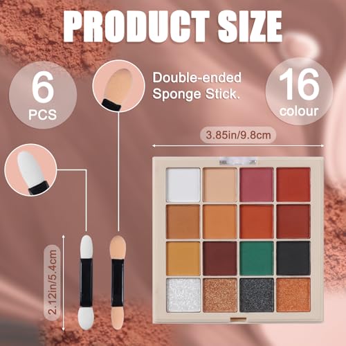 Image of Nail Pigment Powder Palette, 16 Colors Orange Brown Fall Collection Solid Autumn Nails Set Pigmentos para Unas, Nail Art Palette Manicure DIY Accessories