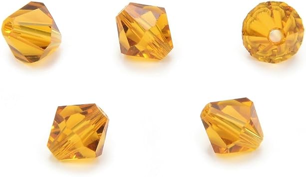 200pcs Adabele Austrian 4mm (0.16 Inch) Small Faceted Loose Bicone Crystal Beads Amber Compatible with Swarovski Crystals 5301/5328 SSB407