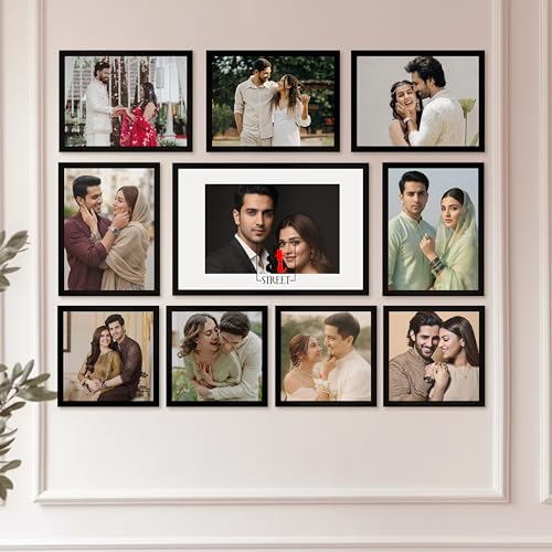 Image of Art Street Photo Frame Set of 10 Black Wall Decor Collage Display Hanging Family Picture Frames Gallery Collection Decor Items Wall Mount Frames Birthday Anniversary, 8x8, 8x12 and 12x16 In