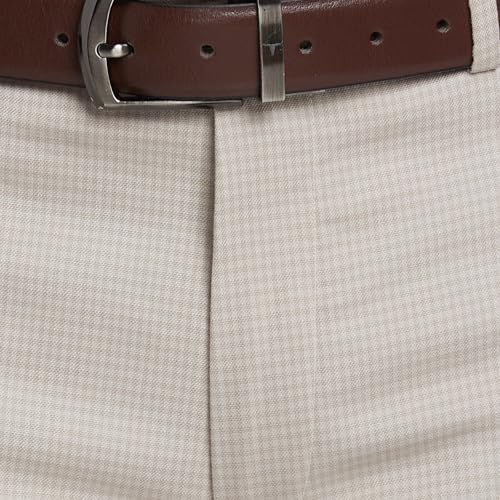 Image of Park Avenue Men's Mid Rise Checks Pattern Super Slim Fit Polyester Blend Flat Front Formal Trouser