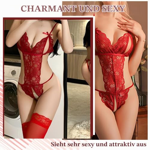 Sexy Strapse Damen Dessous Set, Offen Unterwäsche,Große Größen Erotische Unterwäsche, Spitzen Bodysuit Für Jubiläen Und Flitterwochen – Bild 3