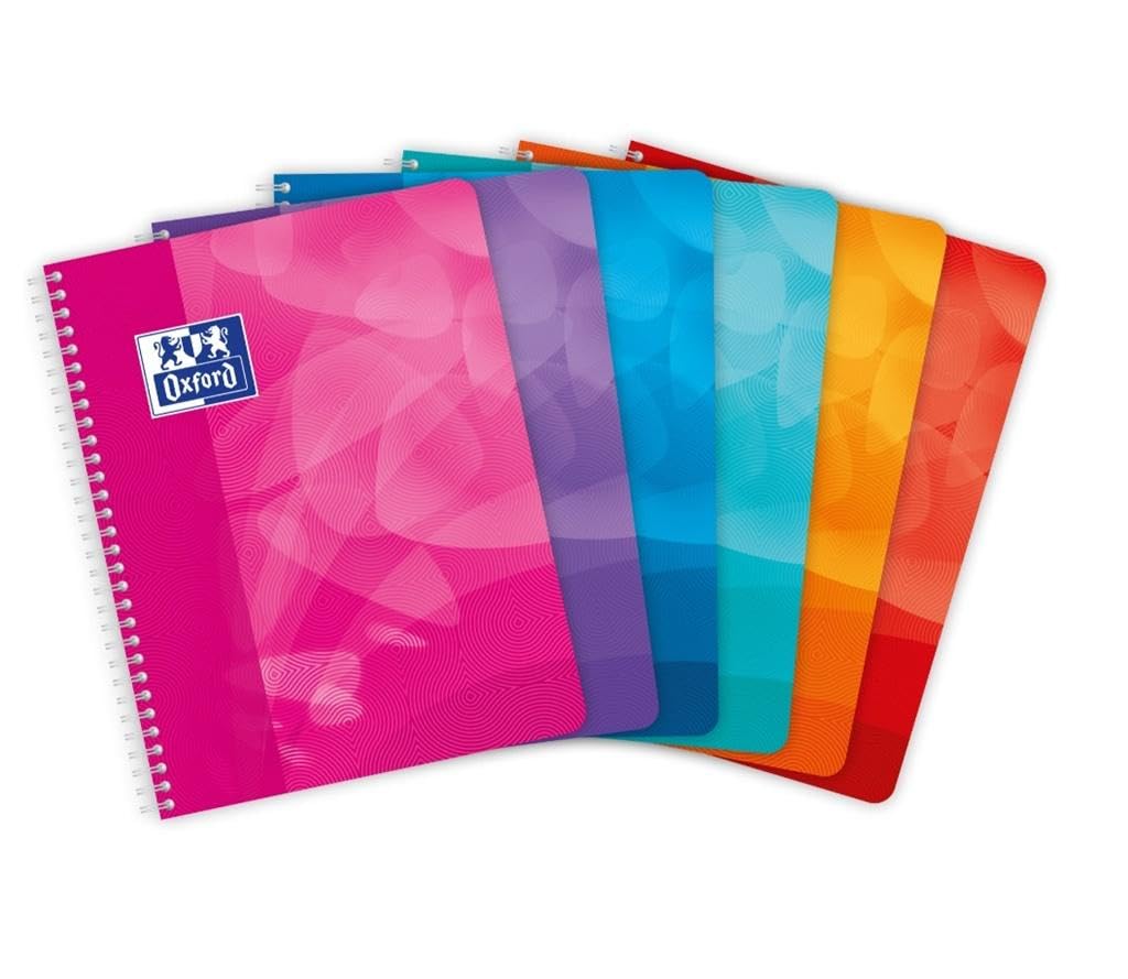 Oxford – Lote de 5 cuadernos con tapas de polipropileno, 160 páginas A4 cuadros pequeños 5 X 5 colores aleatorios