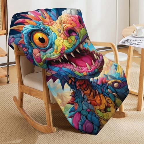 Couvre-lit dragon doux en flannel lavable de 130x150cm - 5