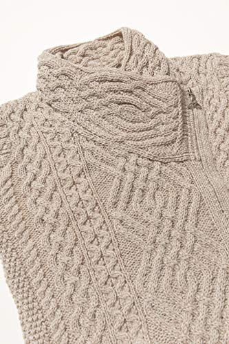 Aran Crafts Women's Irish Cable Knitted Wool Side Zip Cardigan (Z4630-XS-PAR) - Thumbnail 4