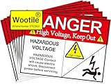 Hazardous Voltage Safety Warning Sticker 3' X 4' Danger Voltage Warning Keep Out Label Decal Vinyl Adhesive High Voltage Electrical Safety Warning Sign Sticker for Battery Bank, in-Wall Safe 8 Pack