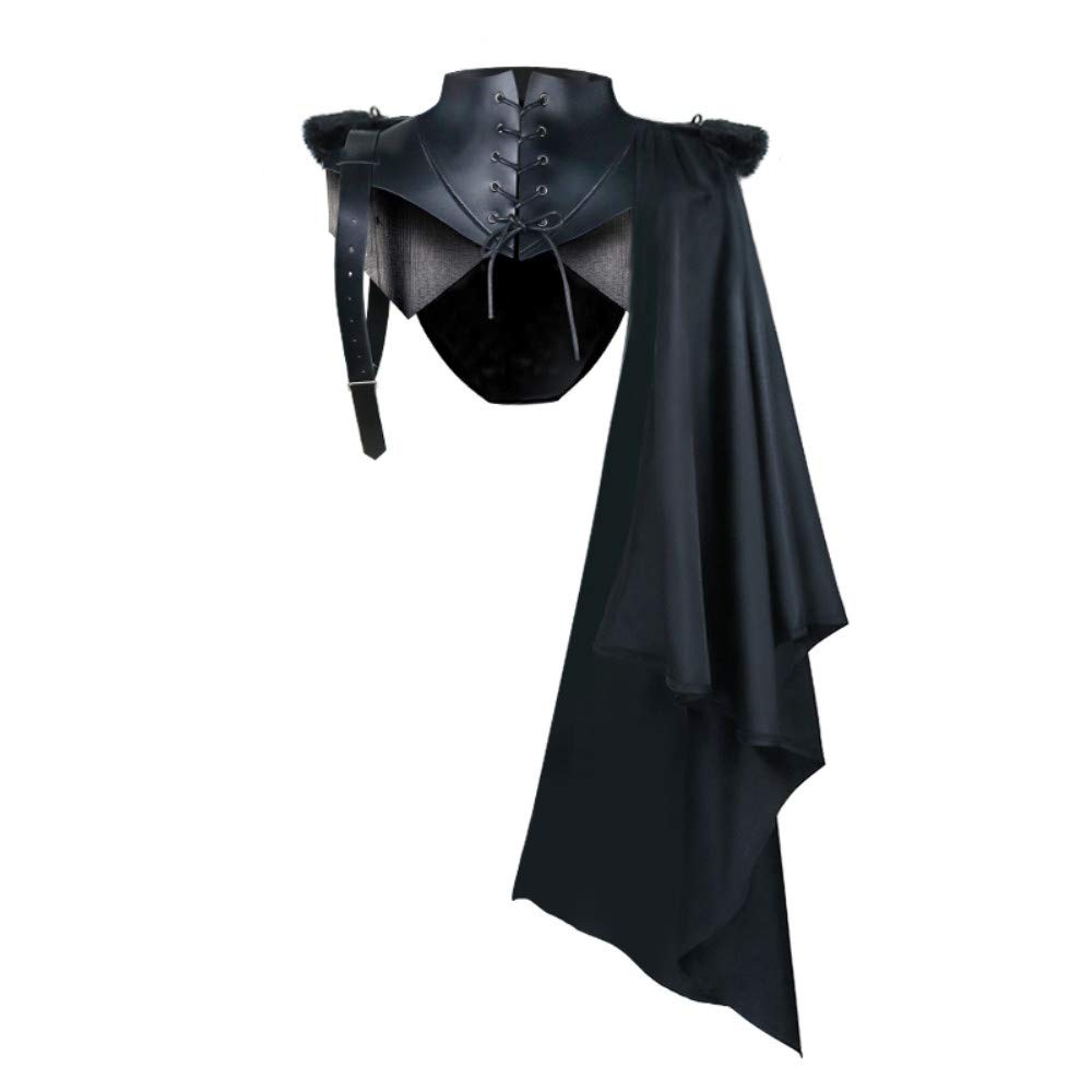Peony ghost Halloween Cosplay Midle Century Costume Goth Black Cloak Irregular Cape with Hood - black Small