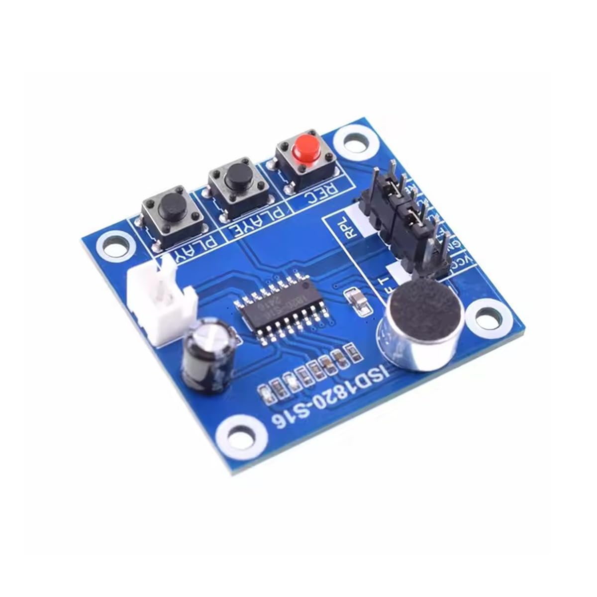 HiLetgo 2pcs ISD1820 Recording Module Voice Module the Voice Board telediphone Module Board with Microphones + Loudspeaker