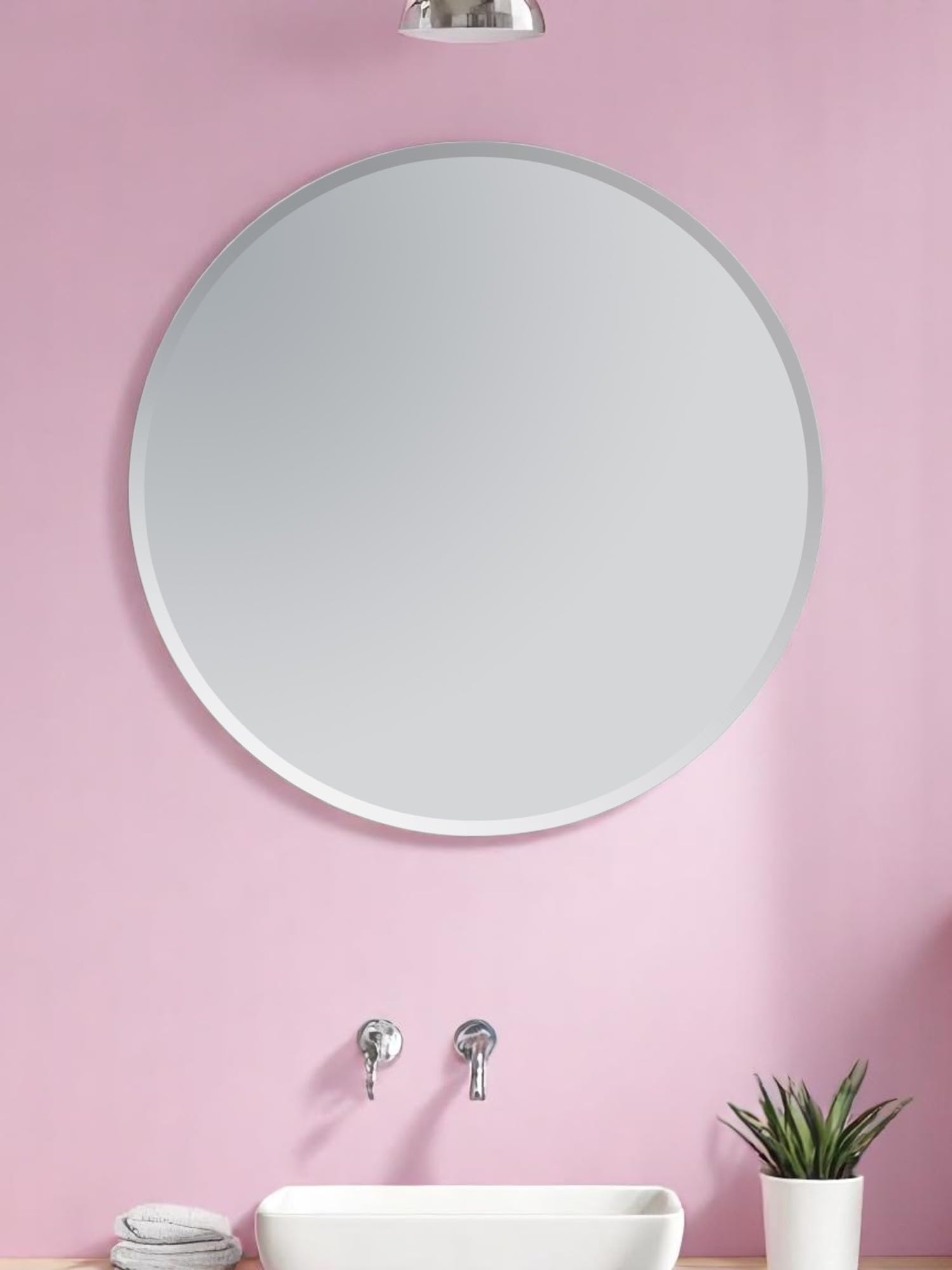 Showerdrape Fitzrovia Large Frameless Bathroom Wall Mirror, Wall Mounted Bathroom, Modern Bevel Edge Mirror, Vanity Mirror Circular Round Wall Mirrors For Living Room or Bedroom.